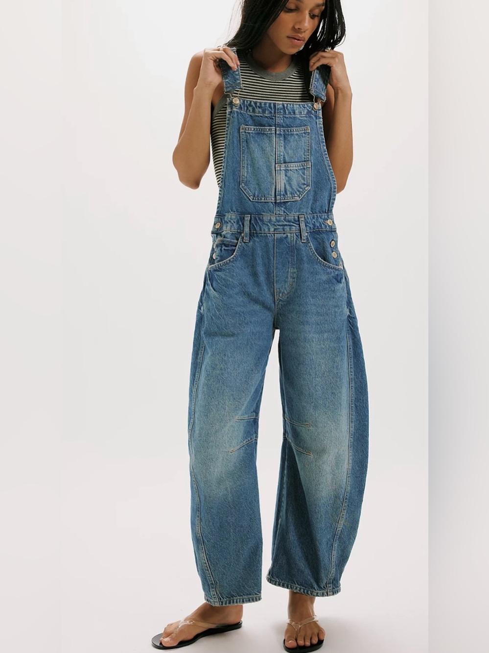 Free People We The Free Good Luck Barrel Overalls NWT